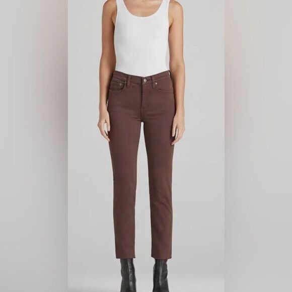 NWT Edwin Anthropology Women’s Bree Slim Straight Crop Jeans Java Brown- Size 27 - Picture 3 of 11